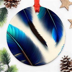 Feathers Pattern Design Blue Jay Texture Colors Ornament (round) by Ravend