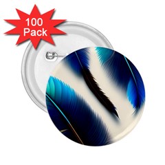 Feathers Pattern Design Blue Jay Texture Colors 2 25  Buttons (100 Pack)  by Ravend