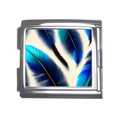 Feathers Pattern Design Blue Jay Texture Colors Mega Link Italian Charm (18mm)