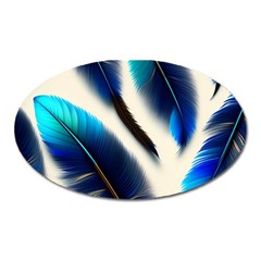 Feathers Pattern Design Blue Jay Texture Colors Oval Magnet by Ravend