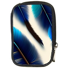 Feathers Pattern Design Blue Jay Texture Colors Compact Camera Leather Case