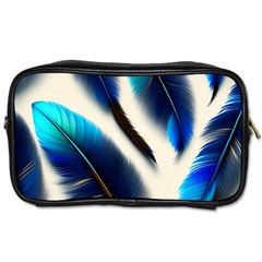 Feathers Pattern Design Blue Jay Texture Colors Toiletries Bag (two Sides) by Ravend