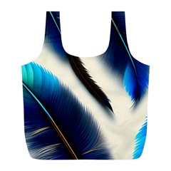 Feathers Pattern Design Blue Jay Texture Colors Full Print Recycle Bag (l) by Ravend