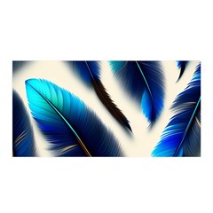 Feathers Pattern Design Blue Jay Texture Colors Satin Wrap 35  X 70 