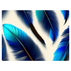 Feathers Pattern Design Blue Jay Texture Colors Premium Plush Fleece Blanket (extra Small) by Ravend