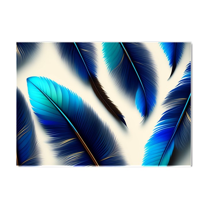 Feathers Pattern Design Blue Jay Texture Colors Crystal Sticker (A4)