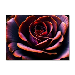 Purple Flower Rose Flower Black Background Sticker A4 (100 Pack) by Ravend