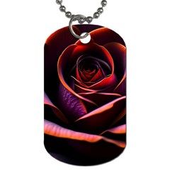 Purple Flower Rose Flower Black Background Dog Tag (two Sides) by Ravend