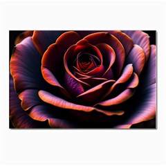 Purple Flower Rose Flower Black Background Postcard 4 x 6  (pkg Of 10) by Ravend