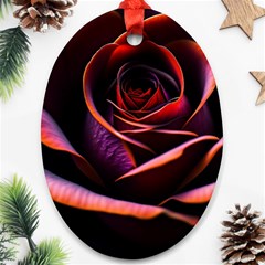 Purple Flower Rose Flower Black Background Oval Ornament (two Sides) by Ravend