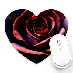 Purple Flower Rose Flower Black Background Heart Mousepad by Ravend