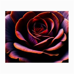 Purple Flower Rose Flower Black Background Small Glasses Cloth (2 Sides) by Ravend