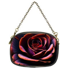 Purple Flower Rose Flower Black Background Chain Purse (two Sides) by Ravend