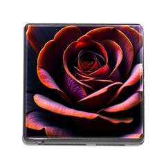 Purple Flower Rose Flower Black Background Memory Card Reader (square 5 Slot) by Ravend