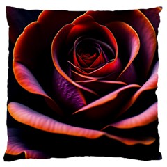 Purple Flower Rose Flower Black Background Large Cushion Case (one Side) by Ravend