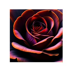 Purple Flower Rose Flower Black Background Square Satin Scarf (30  X 30 ) by Ravend