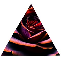 Purple Flower Rose Flower Black Background Wooden Puzzle Triangle by Ravend