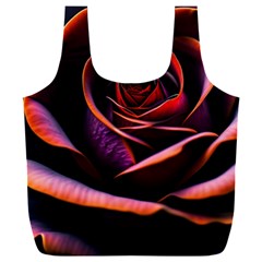 Purple Flower Rose Flower Black Background Full Print Recycle Bag (xxl) by Ravend