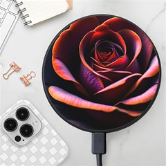 Purple Flower Rose Flower Black Background Wireless Fast Charger(black)