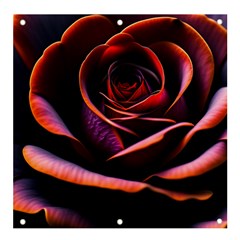 Purple Flower Rose Flower Black Background Banner And Sign 4  X 4  by Ravend