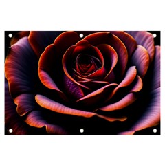 Purple Flower Rose Flower Black Background Banner And Sign 6  X 4  by Ravend