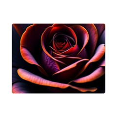 Purple Flower Rose Flower Black Background One Side Premium Plush Fleece Blanket (mini)