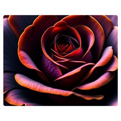 Purple Flower Rose Flower Black Background One Side Premium Plush Fleece Blanket (medium)