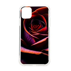 Purple Flower Rose Flower Black Background Iphone 11 Tpu Uv Print Case by Ravend