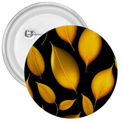 Leaves Foliage Pattern Metallic Gold Background 3  Buttons by Ravend