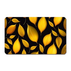 Leaves Foliage Pattern Metallic Gold Background Magnet (rectangular) by Ravend