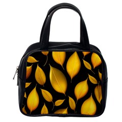 Leaves Foliage Pattern Metallic Gold Background Classic Handbag (one Side) by Ravend