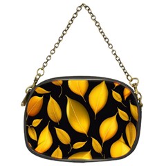 Leaves Foliage Pattern Metallic Gold Background Chain Purse (two Sides) by Ravend