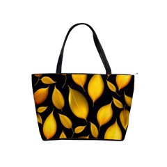 Leaves Foliage Pattern Metallic Gold Background Classic Shoulder Handbag by Ravend