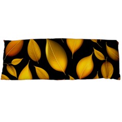 Leaves Foliage Pattern Metallic Gold Background Body Pillow Case (dakimakura) by Ravend