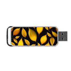 Leaves Foliage Pattern Metallic Gold Background Portable Usb Flash (two Sides) by Ravend