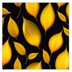 Leaves Foliage Pattern Metallic Gold Background Square Satin Scarf (36  X 36 ) by Ravend