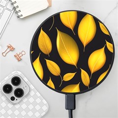 Leaves Foliage Pattern Metallic Gold Background Wireless Fast Charger(black)