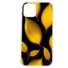 Leaves Foliage Pattern Metallic Gold Background Iphone 12 Pro Max Tpu Uv Print Case by Ravend