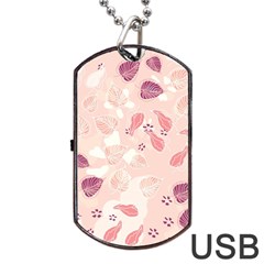 Leaves Foliage Boho Art Boho Style Pastel Nature Dog Tag Usb Flash (one Side) by Ravend