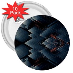 Background Pattern Geometric Glass Mirrors 3  Buttons (10 Pack)  by Ravend