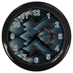 Background Pattern Geometric Glass Mirrors Wall Clock (black) by Ravend