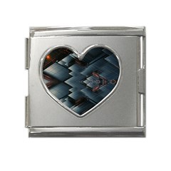 Background Pattern Geometric Glass Mirrors Mega Link Heart Italian Charm (18mm)