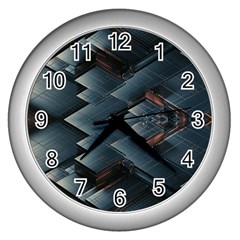 Background Pattern Geometric Glass Mirrors Wall Clock (silver) by Ravend