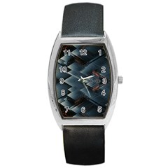 Background Pattern Geometric Glass Mirrors Barrel Style Metal Watch by Ravend