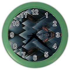 Background Pattern Geometric Glass Mirrors Color Wall Clock by Ravend