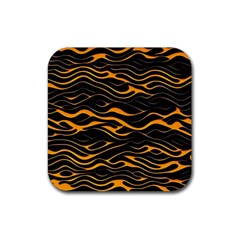 Waves Pattern Golden 3d Abstract Halftone Rubber Coaster (square) by Ravend