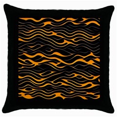 Waves Pattern Golden 3d Abstract Halftone Throw Pillow Case (black) by Ravend