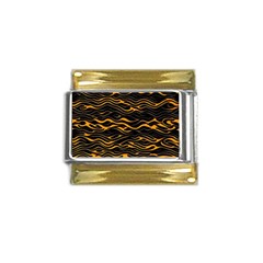 Waves Pattern Golden 3d Abstract Halftone Gold Trim Italian Charm (9mm) by Ravend