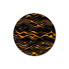 Waves Pattern Golden 3d Abstract Halftone Rubber Coaster (round) by Ravend