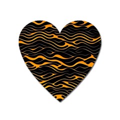 Waves Pattern Golden 3d Abstract Halftone Heart Magnet by Ravend